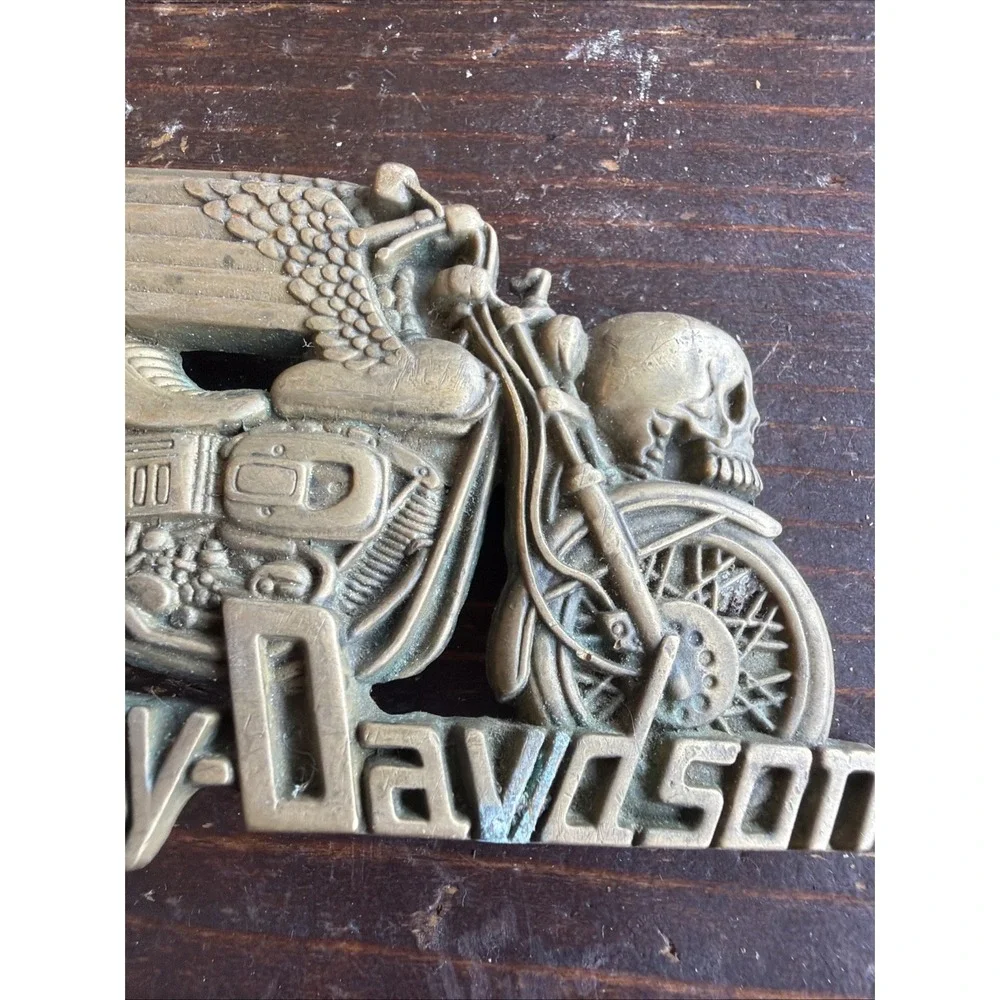 Harley Davidson Motorcycle Skull Belt Buckle By Baron 1980 Solid Brass RARE